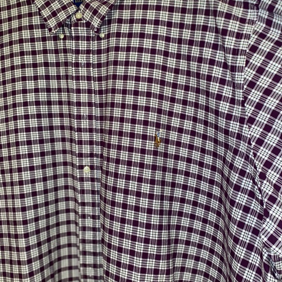 Ralph Polo Plaid Button Down Purple & White Shirt - Picture 1 of 4